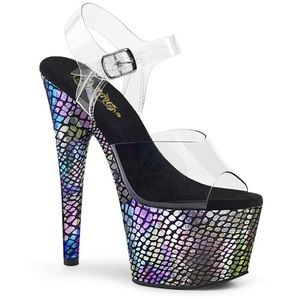 PLEASER ADORE-708SP CLEAR/PURPLE HOLO WRAPPED SZ 10 $108